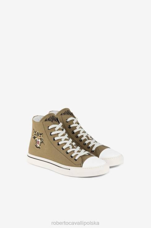 obuwie gorący 6D0R1094 mężczyźni Roberto Cavalli Wysokie trampki z haftowanym motywem