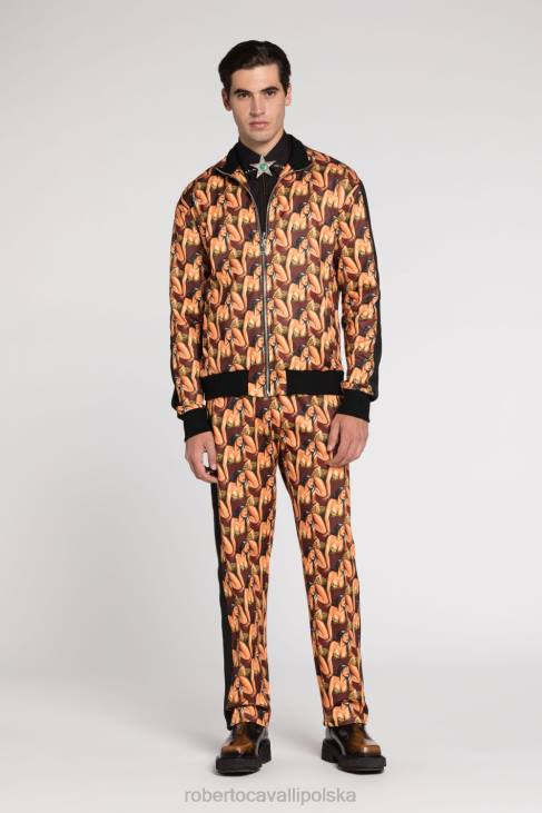 odzież czarny 6D0R833 mężczyźni Roberto Cavalli haftowana bawełniana bluza
