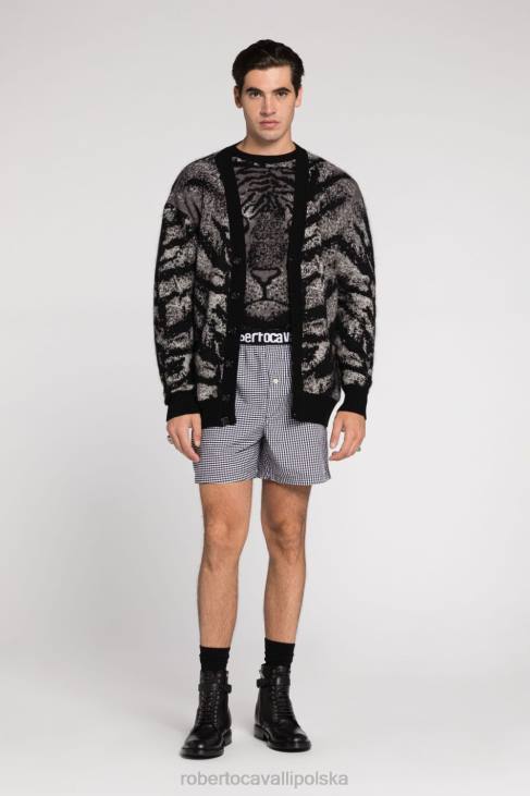 odzież czarny 6D0R875 mężczyźni Roberto Cavalli Lustrzana bawełniana bluza w kształcie węża