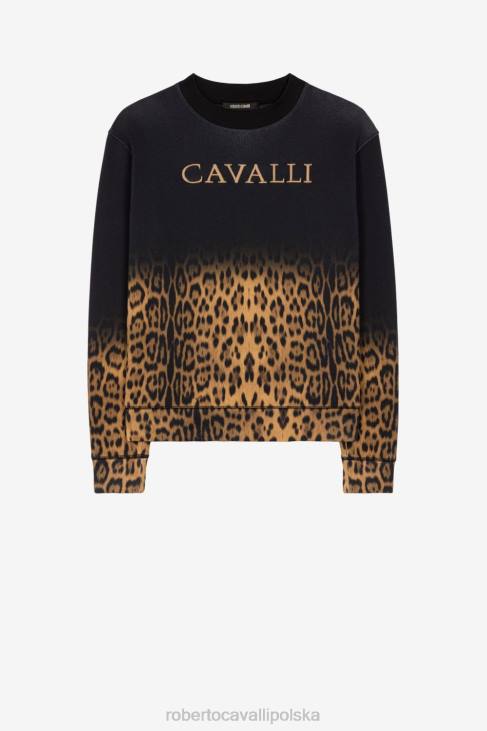 odzież elegancki 6D0R840 mężczyźni Roberto Cavalli Bawełniana bluza w panterkę