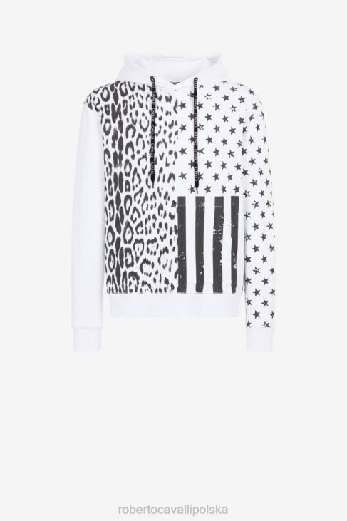 odzież elegancki 6D0R842 mężczyźni Roberto Cavalli Bawełniana bluza z kapturem z graficznym nadrukiem