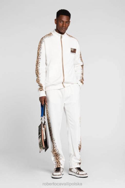 odzież elegancki 6D0R844 mężczyźni Roberto Cavalli Bluza z nadrukiem logo ozdobiona kryształkami