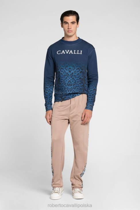 odzież elegancki 6D0R854 mężczyźni Roberto Cavalli Sweter w panterkę, z panelami i detalami