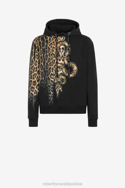 odzież gorący 6D0R847 mężczyźni Roberto Cavalli Bluza z okrągłym dekoltem i motywem zwierzęcym
