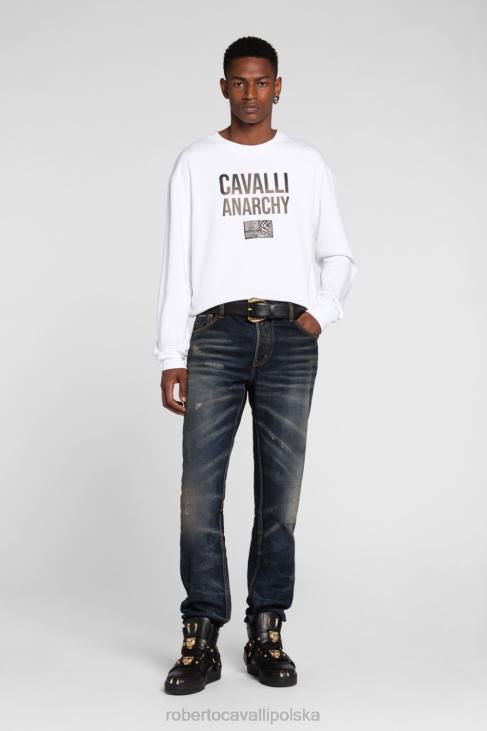 odzież gorący 6D0R867 mężczyźni Roberto Cavalli Bawełniana bluza ze sloganem