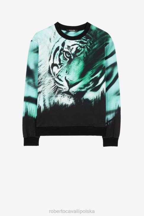 odzież gorący 6D0R873 mężczyźni Roberto Cavalli Bawełniana bluza z nadrukiem tygrysa