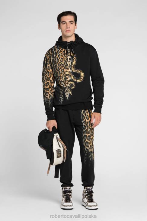 odzież moda 6D0R846 mężczyźni Roberto Cavalli bawełniana bluza z wyszytym logo