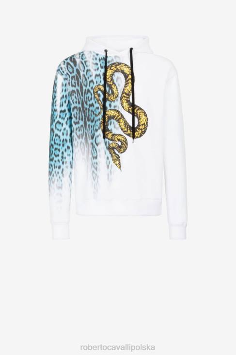 odzież moda 6D0R849 mężczyźni Roberto Cavalli Bluza ze sznurkiem w zwierzęcy print