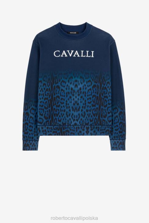 odzież moda 6D0R855 mężczyźni Roberto Cavalli Bawełniana bluza w panterkę