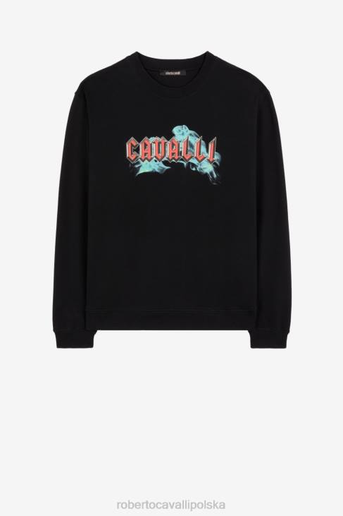 odzież moda 6D0R863 mężczyźni Roberto Cavalli Bawełniana bluza z nadrukiem logo