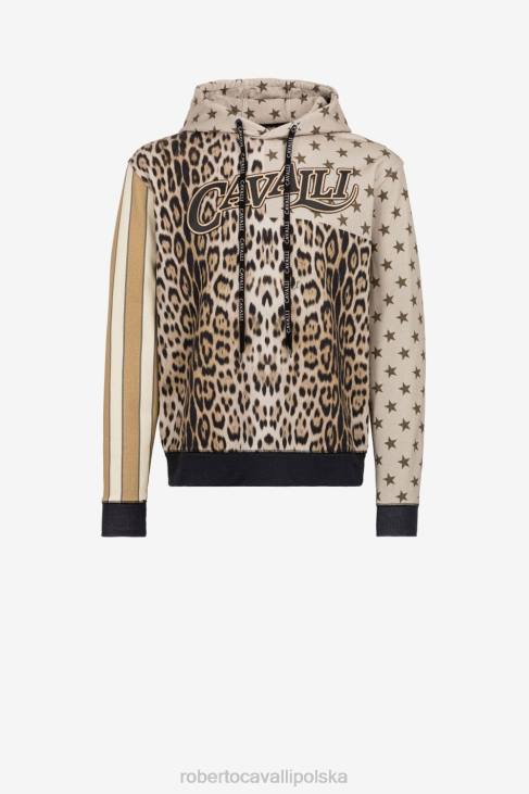 odzież wdzięczny 6D0R848 mężczyźni Roberto Cavalli bluza z kapturem w zwierzęcy print