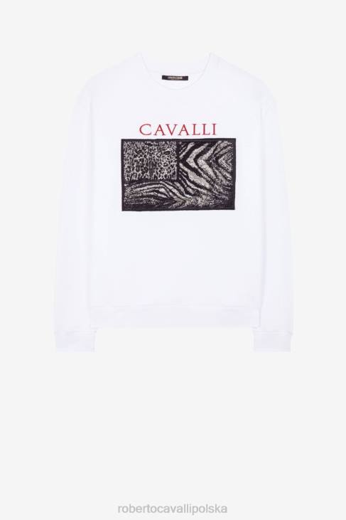 odzież wdzięczny 6D0R866 mężczyźni Roberto Cavalli Bawełniana bluza z bardziej zwierzęcą patchworkową aplikacją