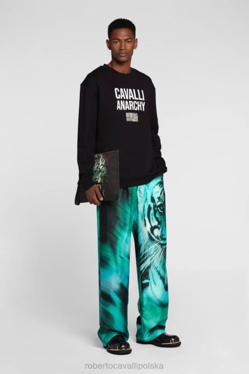 odzież wdzięczny 6D0R866 mężczyźni Roberto Cavalli Bawełniana bluza z bardziej zwierzęcą patchworkową aplikacją