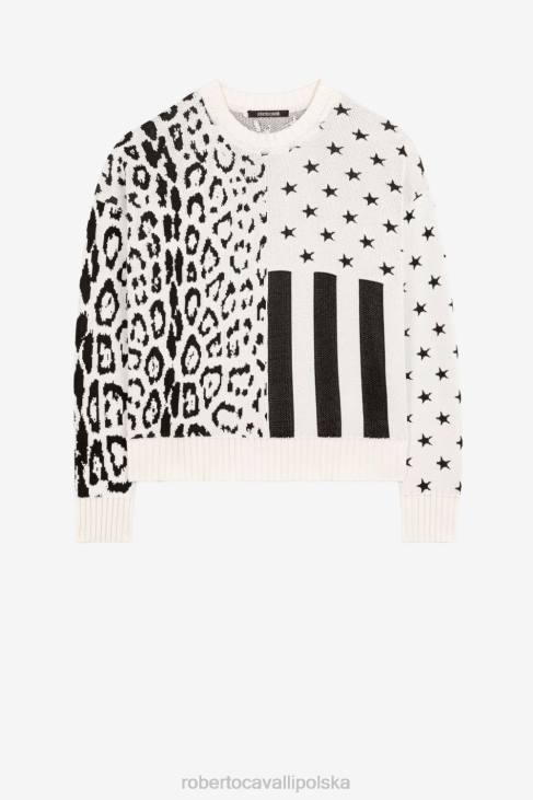 odzież gorący 6D0R881 mężczyźni Roberto Cavalli Sweter z intarsją w kształcie lamparta