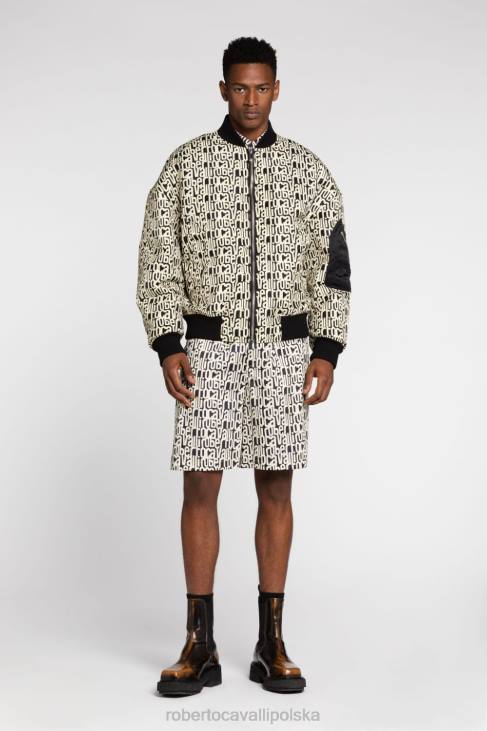 odzież gorący 6D0R894 mężczyźni Roberto Cavalli heraldyczny sweter żakardowy RC