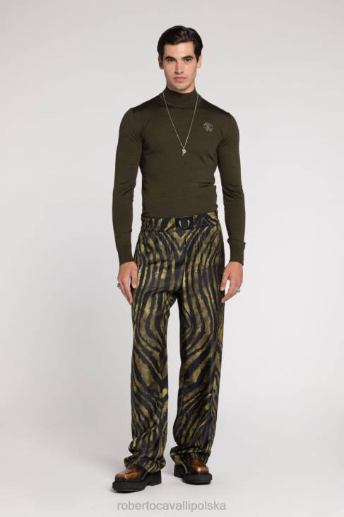 odzież wielobarwność 6D0R877 mężczyźni Roberto Cavalli wełniany sweterek z logo-intarsją