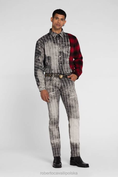 odzież czarny 6D0R1068 mężczyźni Roberto Cavalli wyblakłe jeansy slim fit