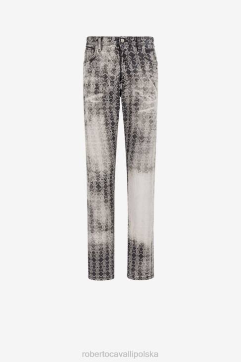 odzież elegancki 6D0R1069 mężczyźni Roberto Cavalli Dżinsy slim fit z nadrukiem monogramu rc