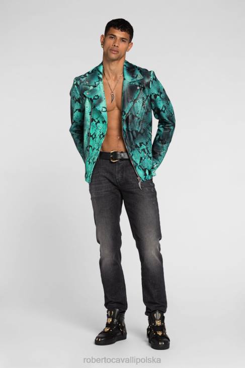 odzież wdzięczny 6D0R1070 mężczyźni Roberto Cavalli Obcisłe dżinsy z nadrukiem tygrysa