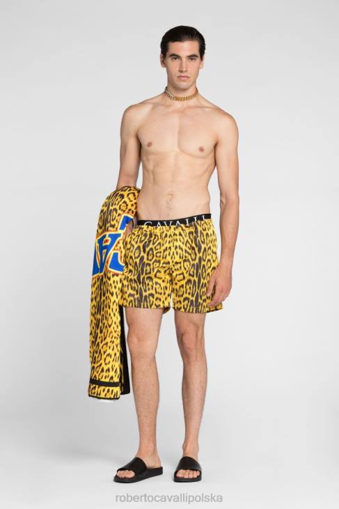 odzież elegancki 6D0R1040 mężczyźni Roberto Cavalli Szorty kąpielowe ze sznurkiem w panterkę