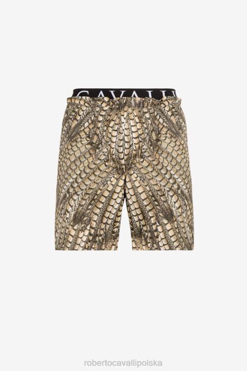 odzież elegancki 6D0R1044 mężczyźni Roberto Cavalli Szorty kąpielowe z nadrukiem sokoła