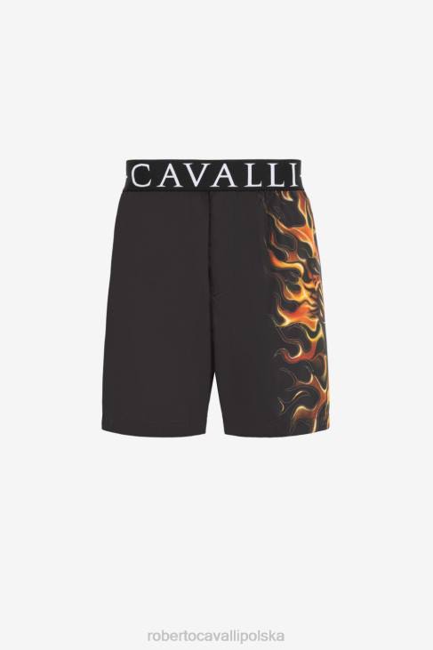 odzież elegancki 6D0R1049 mężczyźni Roberto Cavalli Szorty kąpielowe z nadrukiem płomienia lwa