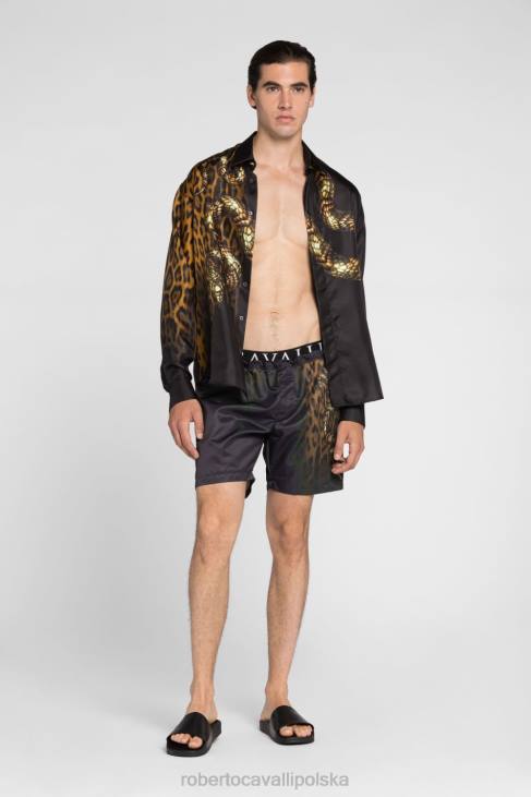 odzież elegancki 6D0R1049 mężczyźni Roberto Cavalli Szorty kąpielowe z nadrukiem płomienia lwa