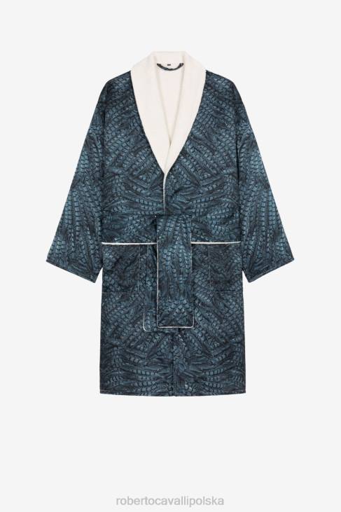 odzież moda 6D0R1061 mężczyźni Roberto Cavalli szata z nadrukiem piór