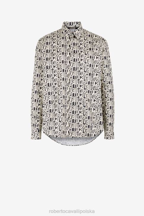 odzież czarny 6D0R784 mężczyźni Roberto Cavalli koszula z nadrukiem logo