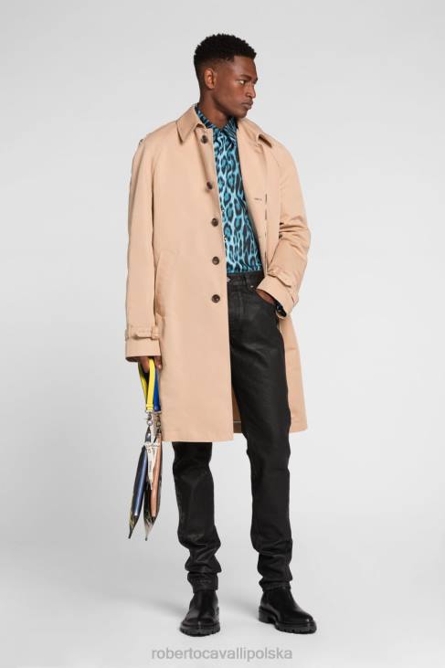 odzież elegancki 6D0R795 mężczyźni Roberto Cavalli Bawełniana koszula z nadrukiem jaguara