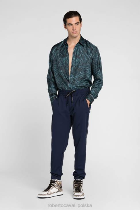 odzież elegancki 6D0R796 mężczyźni Roberto Cavalli Bawełniana koszula z nadrukiem jaguara