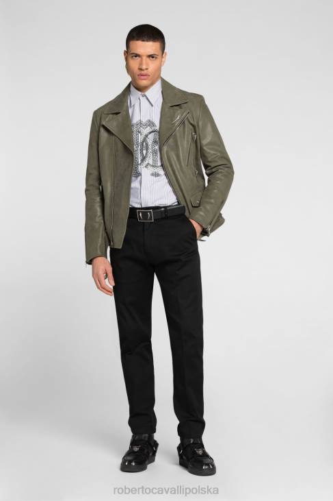 odzież elegancki 6D0R823 mężczyźni Roberto Cavalli Bawełniana koszula w patchworkowy wzór