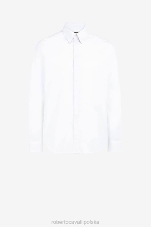 odzież gorący 6D0R807 mężczyźni Roberto Cavalli Koszula z haftowanym monogramem rc