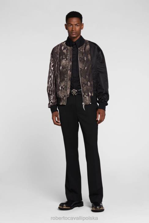odzież moda 6D0R808 mężczyźni Roberto Cavalli Bawełniana koszula z zębami tygrysa