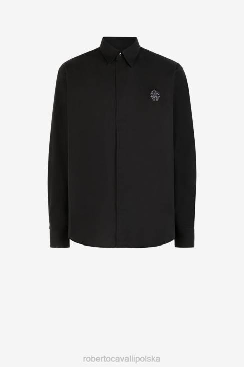 odzież wdzięczny 6D0R791 mężczyźni Roberto Cavalli bawełniana koszula z haftowanym logo