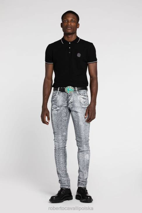 odzież czarny 6D0R736 mężczyźni Roberto Cavalli Bawełniana koszulka polo w kratkę