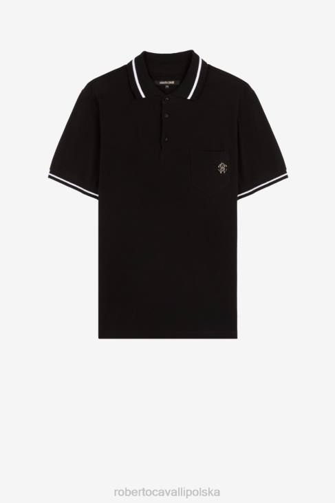 odzież czarny 6D0R769 mężczyźni Roberto Cavalli Bawełniana koszulka polo typu lustrzany wąż