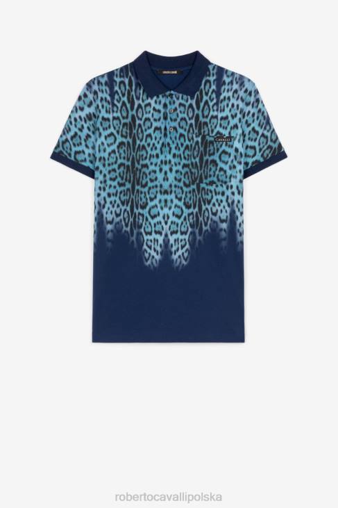 odzież elegancki 6D0R767 mężczyźni Roberto Cavalli Bawełniana koszulka polo w panterkę