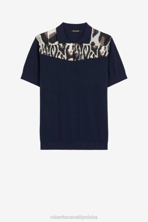 odzież elegancki 6D0R768 mężczyźni Roberto Cavalli Koszulka polo w panterkę