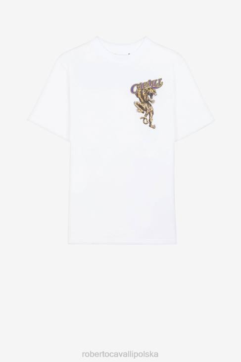 odzież elegancki 6D0R777 mężczyźni Roberto Cavalli T-shirt z krótkim rękawem i nadrukiem logo