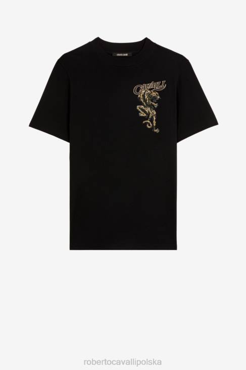 odzież moda 6D0R762 mężczyźni Roberto Cavalli Bawełniana koszulka z nadrukiem logo