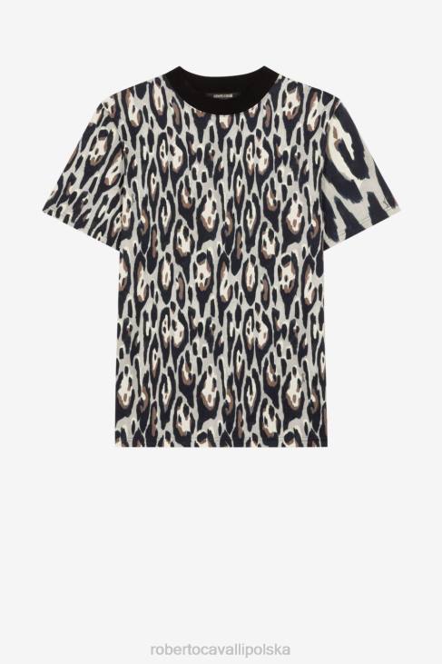 odzież wdzięczny 6D0R744 mężczyźni Roberto Cavalli koszulka w panterkę