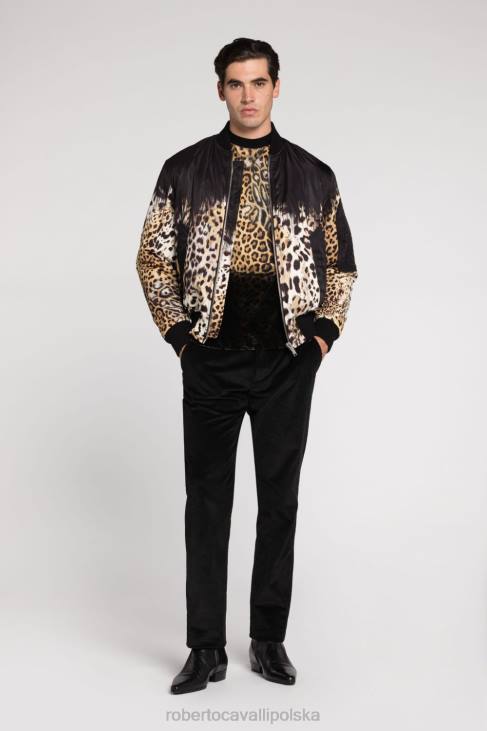 odzież zielony 6D0R739 mężczyźni Roberto Cavalli Bawełniana koszulka z nadrukiem logo