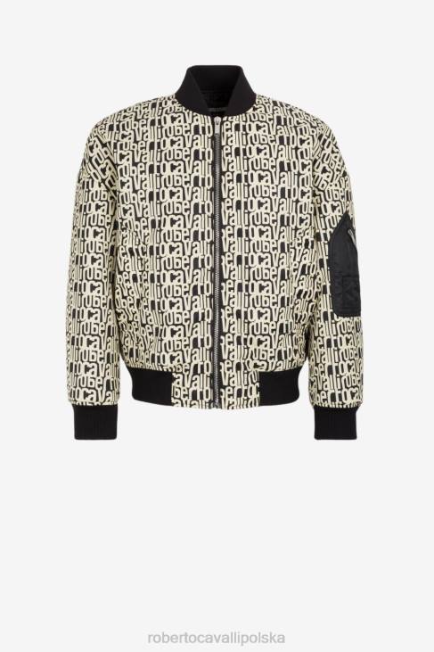 odzież czarny 6D0R895 mężczyźni Roberto Cavalli Kurtka bomber z nadrukiem logo