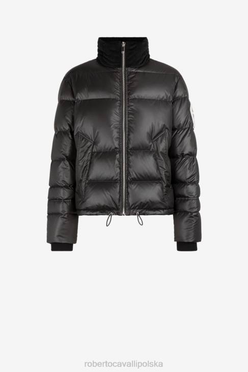 odzież czarny 6D0R898 mężczyźni Roberto Cavalli Lustrzana wyściełana kurtka w kształcie węża