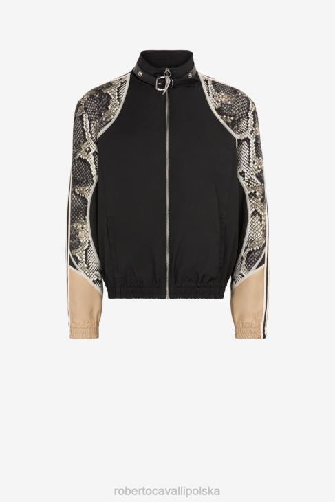 odzież czarny 6D0R922 mężczyźni Roberto Cavalli Kurtka dresowa z nadrukiem Pythona