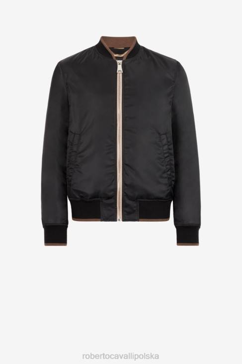 odzież elegancki 6D0R906 mężczyźni Roberto Cavalli haftowana kurtka bomber z motywem zwierzęcym