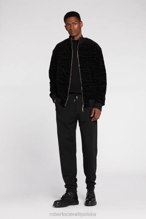 odzież elegancki 6D0R914 mężczyźni Roberto Cavalli Skórzana kurtka bomber w panterkę