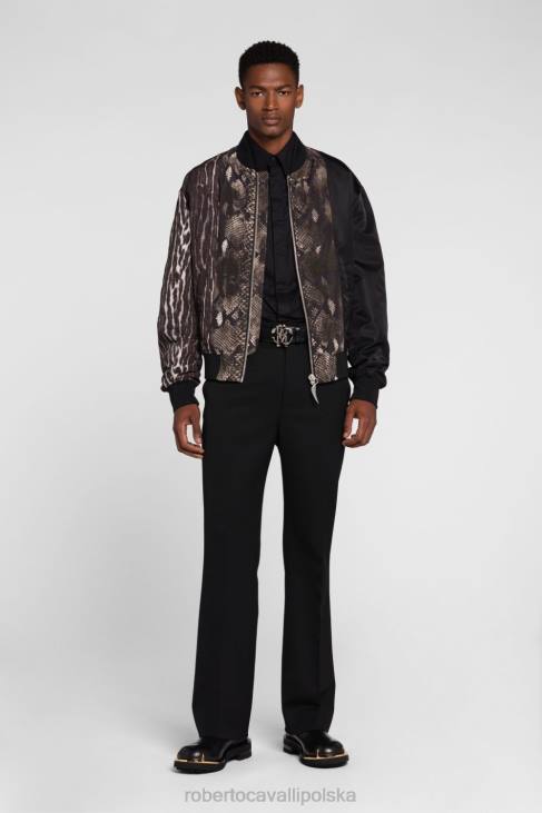 odzież elegancki 6D0R920 mężczyźni Roberto Cavalli Kurtka bomber z nadrukiem monogramu rc