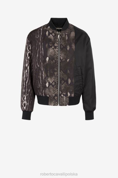 odzież elegancki 6D0R921 mężczyźni Roberto Cavalli Kurtka bomber z nadrukiem Pythona i Ocelota